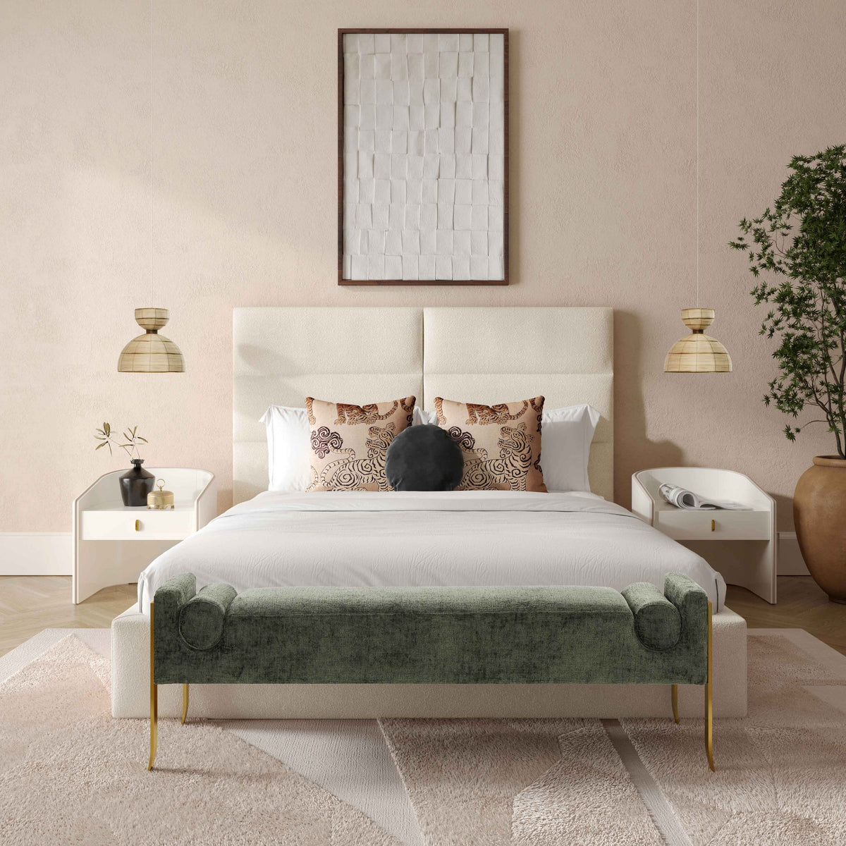 Eliana Cream Boucle Bed | BeBoldFurniture