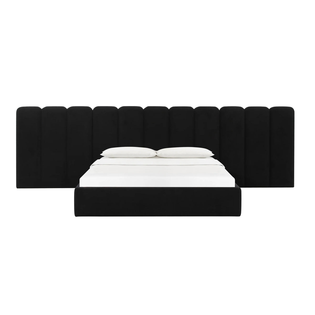 Palani Black Velvet King Bed With Wings | BeBoldFurniture