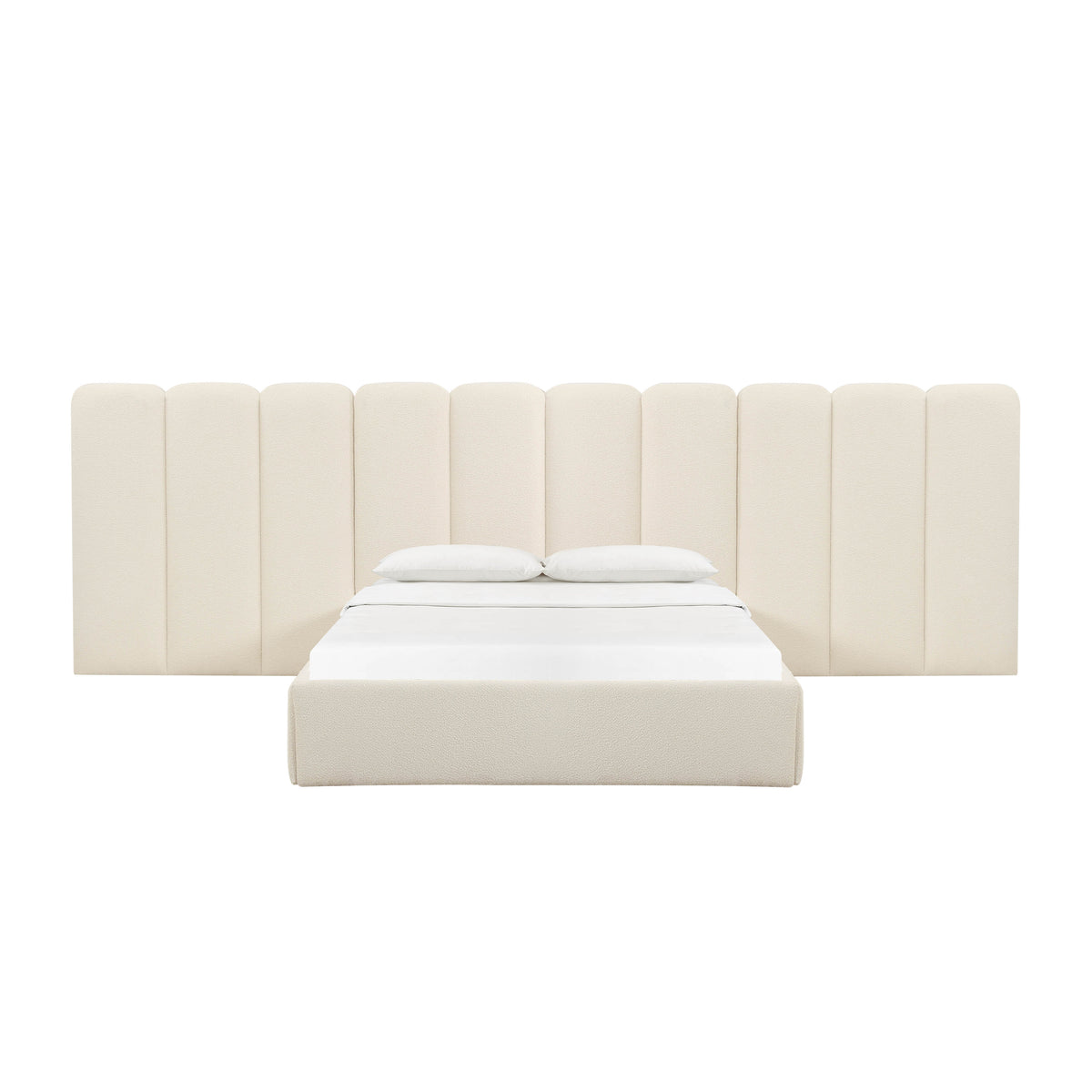 Palani Cream Boucle Queen Bed With Wings | BeBoldFurniture