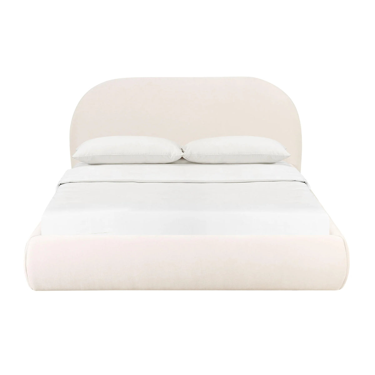 Bara Cream Textured Velvet Bed | BeBoldFurniture