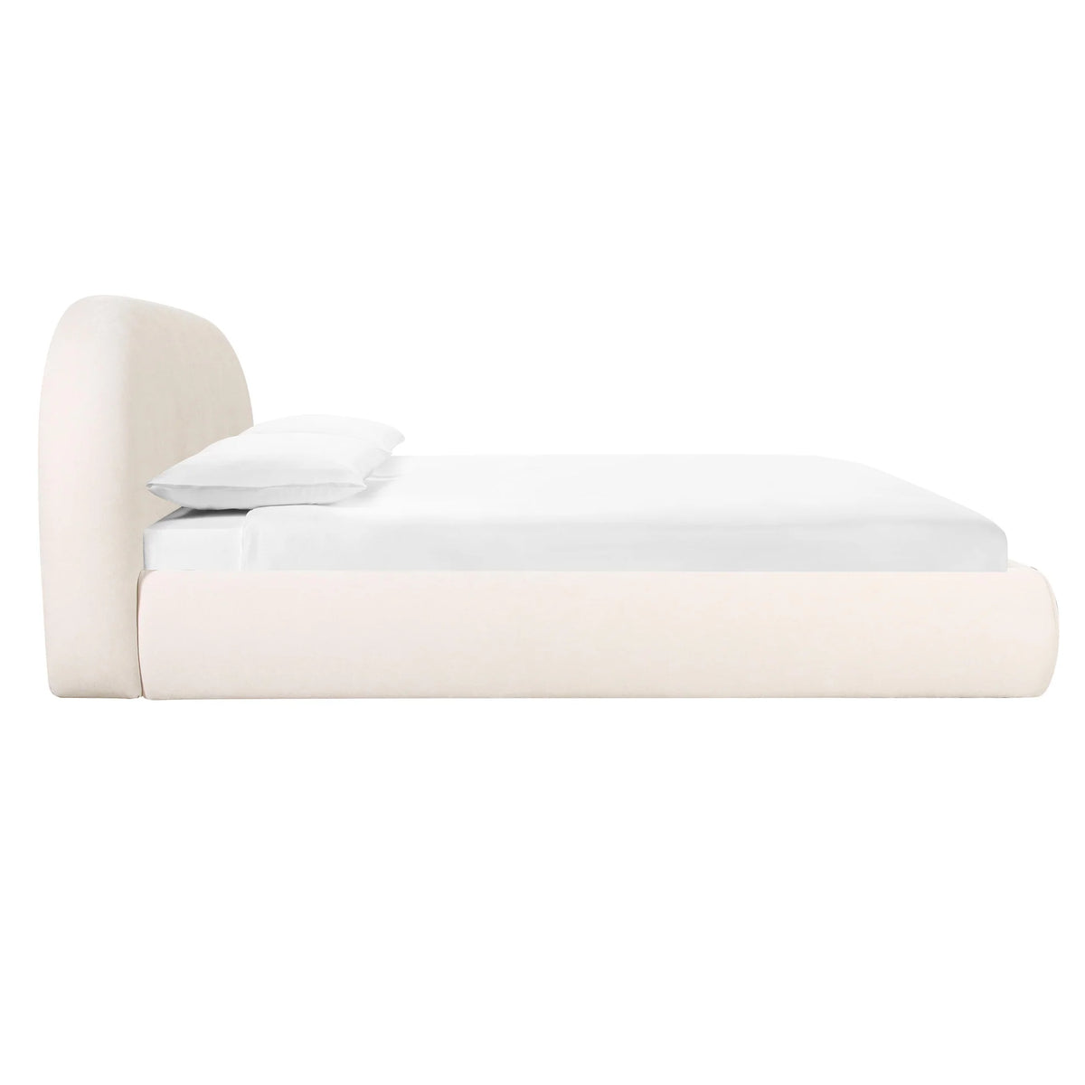 Bara Cream Textured Velvet Bed | BeBoldFurniture