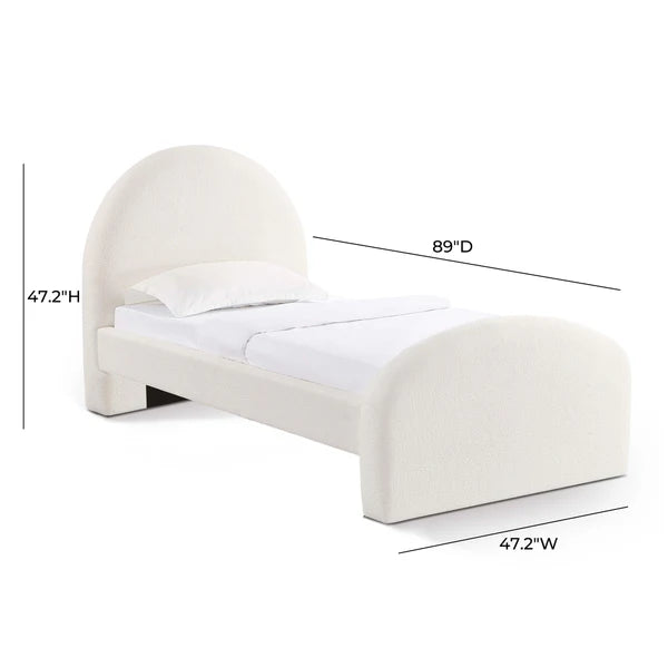 Moon Cream Boucle Twin Bed | BeBoldFurniture