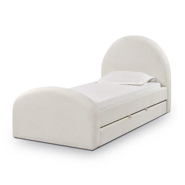 Moon Cream Boucle Twin Trundle Bed | BeBoldFurniture