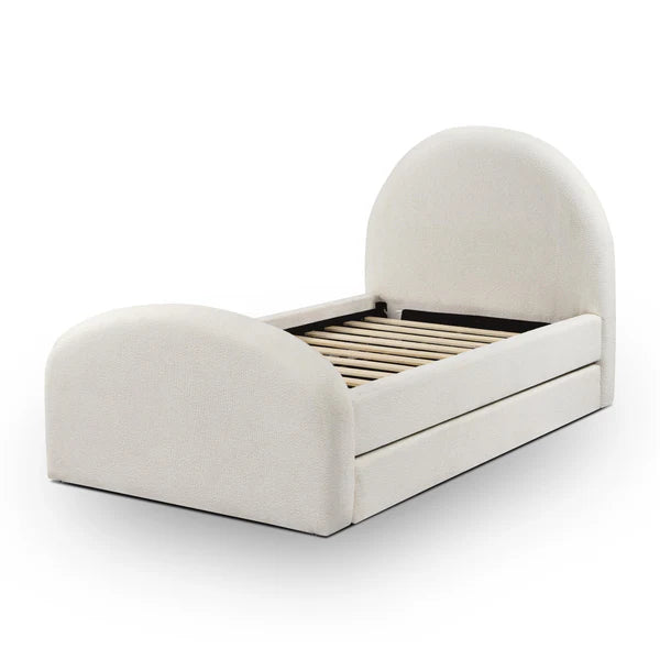 Moon Cream Boucle Twin Trundle Bed | BeBoldFurniture
