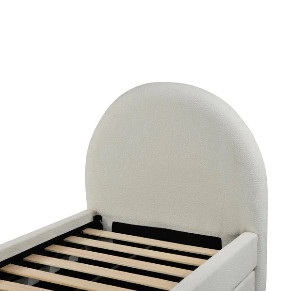 Moon Cream Boucle Twin Trundle Bed | BeBoldFurniture