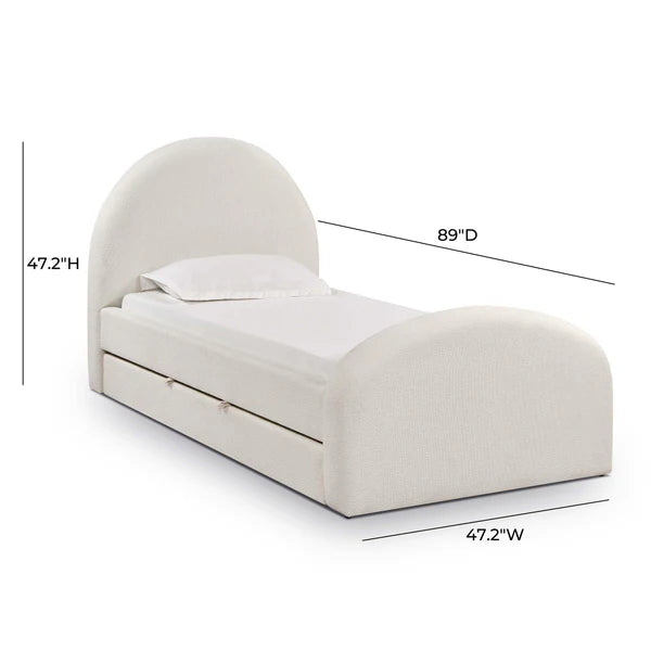 Moon Cream Boucle Twin Trundle Bed | BeBoldFurniture