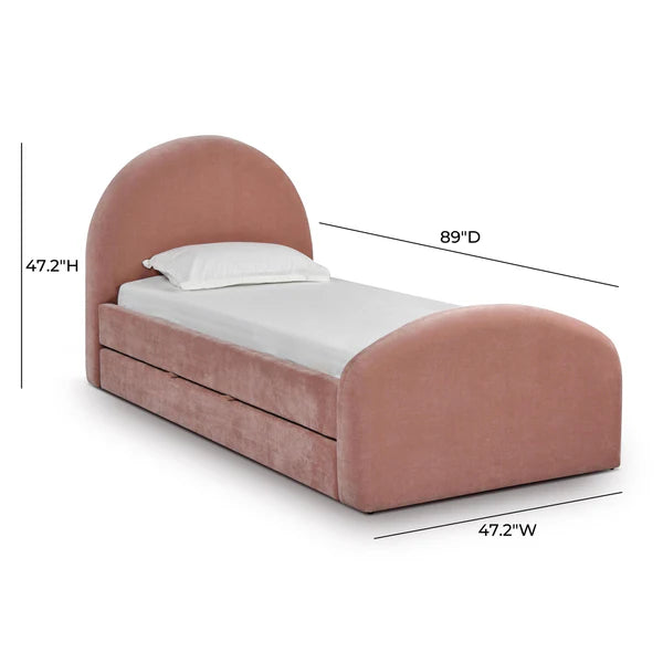 Moon Rose Upcycled Chenille Twin Trundle Bed | BeBoldFurniture