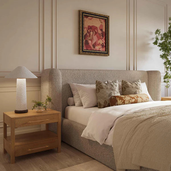 Babette Tan Boucle Bed | BeBoldFurniture