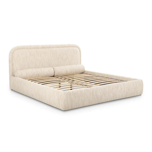 Murielle Taupe Textured Boucle Bed | BeBoldFurniture