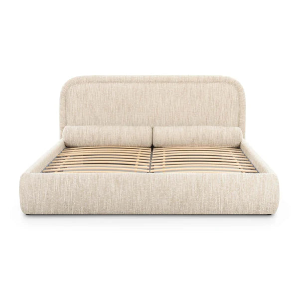 Murielle Taupe Textured Boucle Bed | BeBoldFurniture