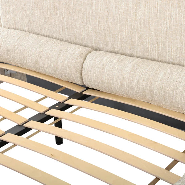 Murielle Taupe Textured Boucle Bed | BeBoldFurniture