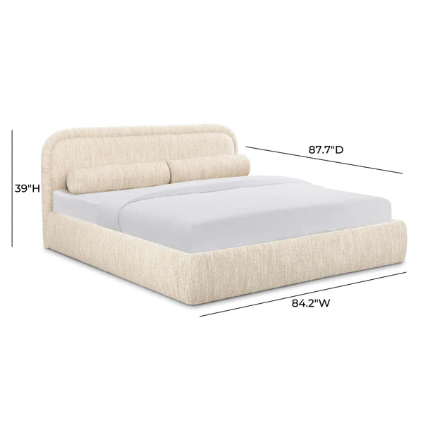 Murielle Taupe Textured Boucle Bed | BeBoldFurniture