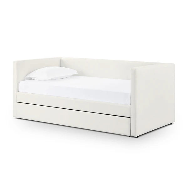 Alice Cream Linen Twin Trundle Bed | BeBoldFurniture