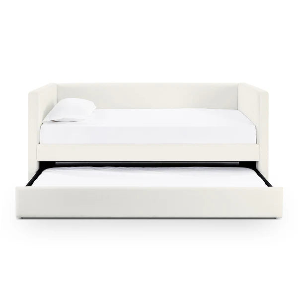 Alice Cream Linen Twin Trundle Bed | BeBoldFurniture