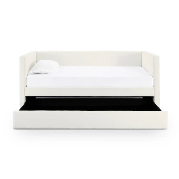 Alice Cream Linen Twin Trundle Bed | BeBoldFurniture