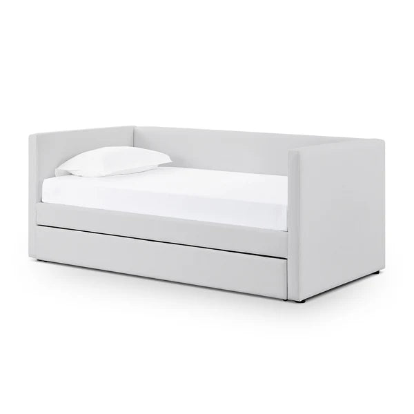 Alice Light Grey Linen Twin Trundle Bed | BeBoldFurniture