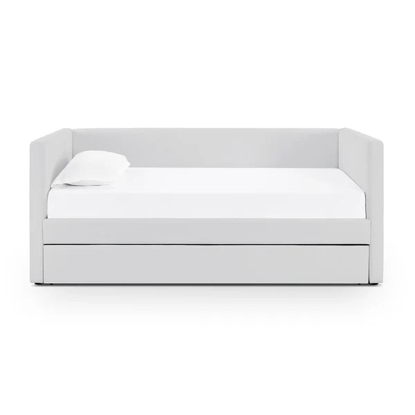 Alice Light Grey Linen Twin Trundle Bed | BeBoldFurniture