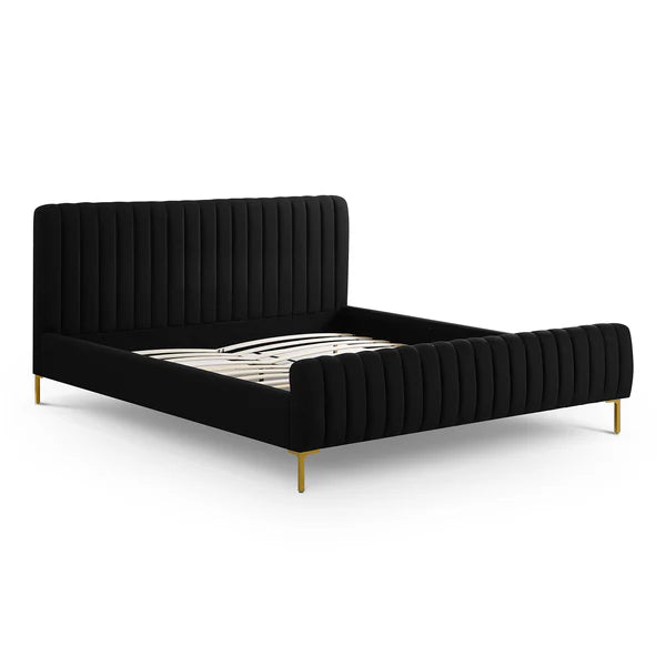 Angela Black Upcycled Linen Bed | BeBoldFurniture