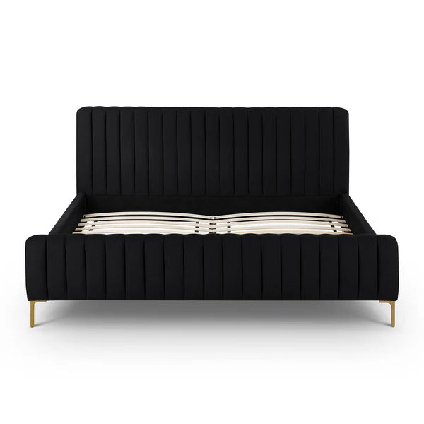 Angela Black Upcycled Linen Bed | BeBoldFurniture