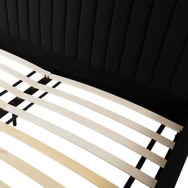 Angela Black Upcycled Linen Bed | BeBoldFurniture