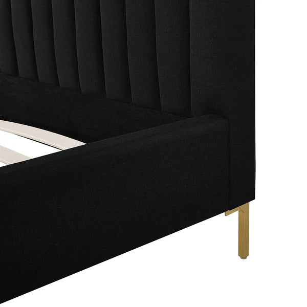 Angela Black Upcycled Linen Bed | BeBoldFurniture