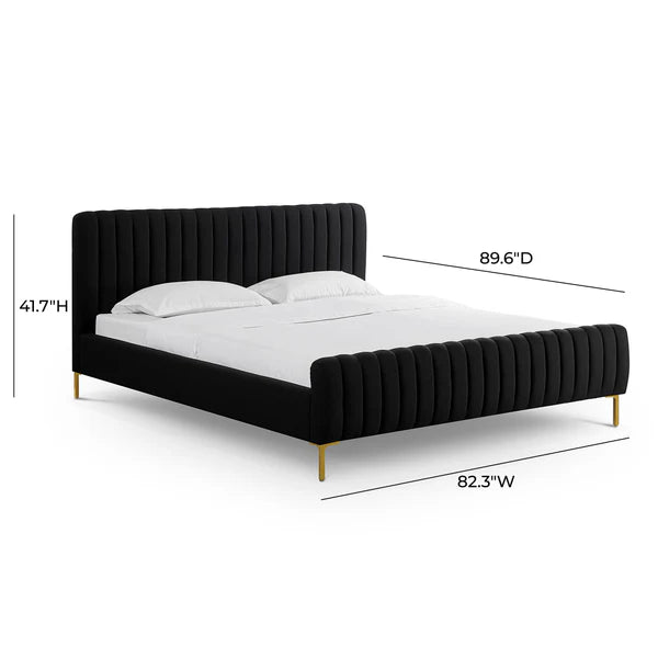 Angela Black Upcycled Linen Bed | BeBoldFurniture
