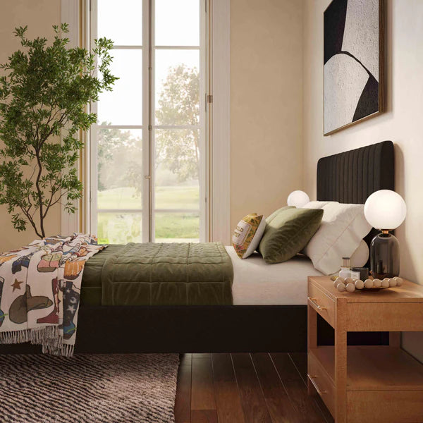 Angela Black Upcycled Linen Bed | BeBoldFurniture