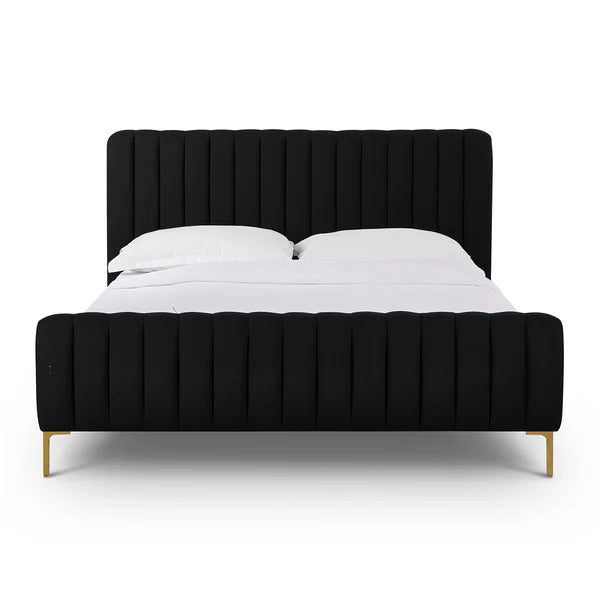 Angela Black Upcycled Linen Bed | BeBoldFurniture