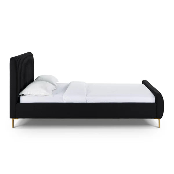 Angela Black Upcycled Linen Bed | BeBoldFurniture