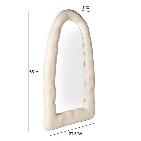 Kaia Cream Textured Small Floor Mirror | BeBoldFurniture
