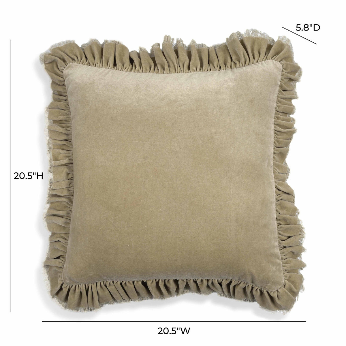 Alessia Distressed Beige Velvet Pillow | BeBoldFurniture