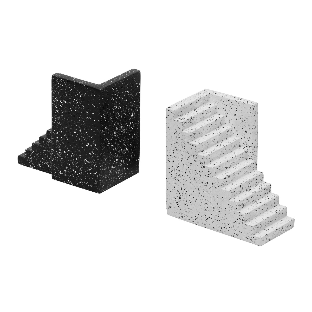 Gabby Speckled Black and White Stairway Bookends | BeBoldFurniture