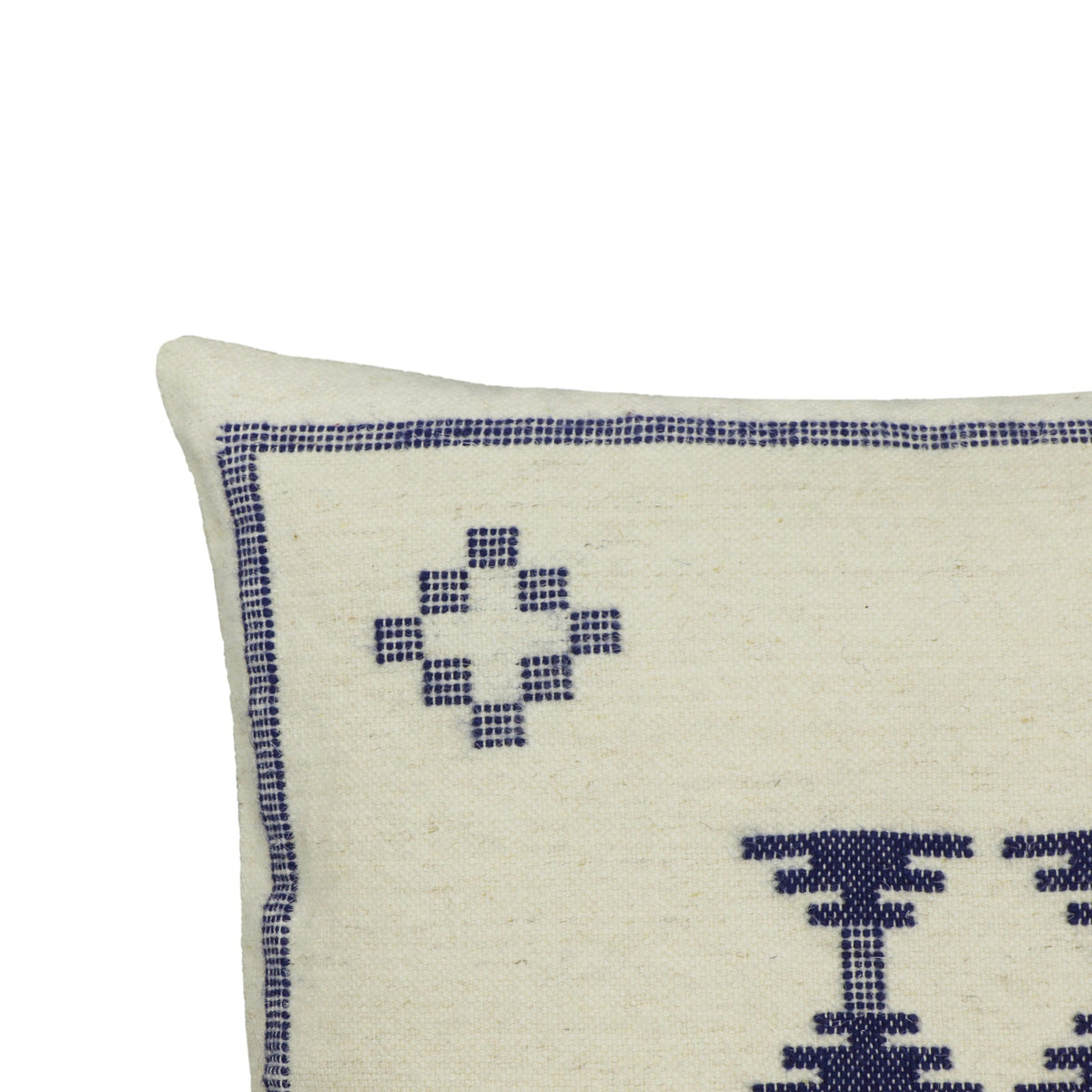 Aztec Cream & Indigo Wool 20" Square Accent Cushion | BeBoldFurniture