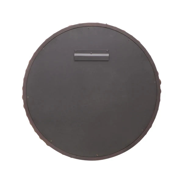 Baria Walnut Finish Round Wall Mirror | BeBoldFurniture