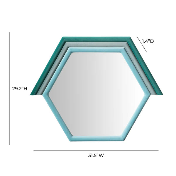 Lally Aqua Velvet Prism Wall Mirror | BeBoldFurniture