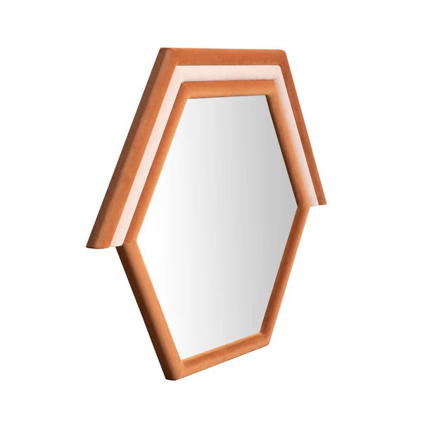 Lally Terracotta Velvet Prism Wall Mirror | BeBoldFurniture