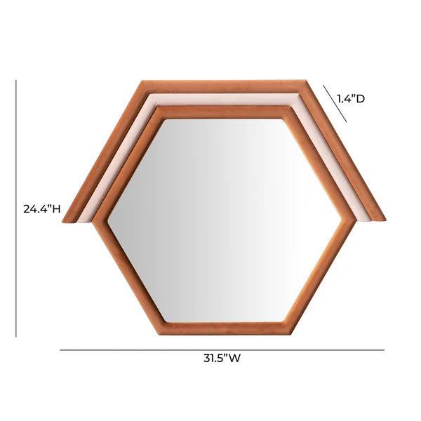 Lally Terracotta Velvet Prism Wall Mirror | BeBoldFurniture