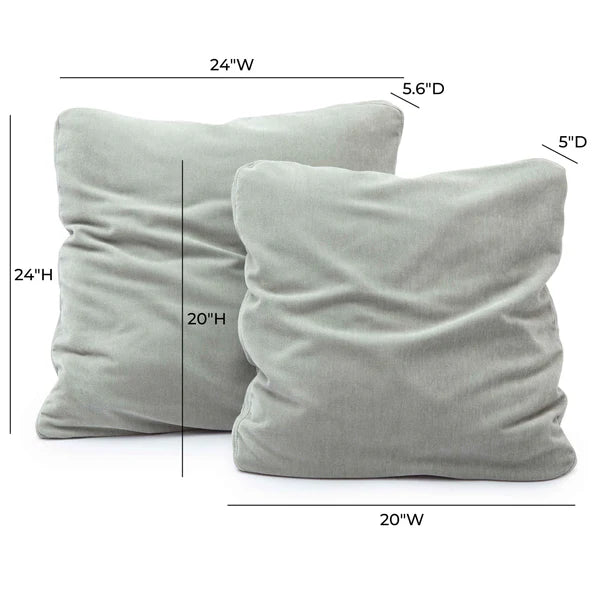 Tipsy Mint Green Upcycled Chenille 20" x 20" Square Floppy Pillow | BeBoldFurniture
