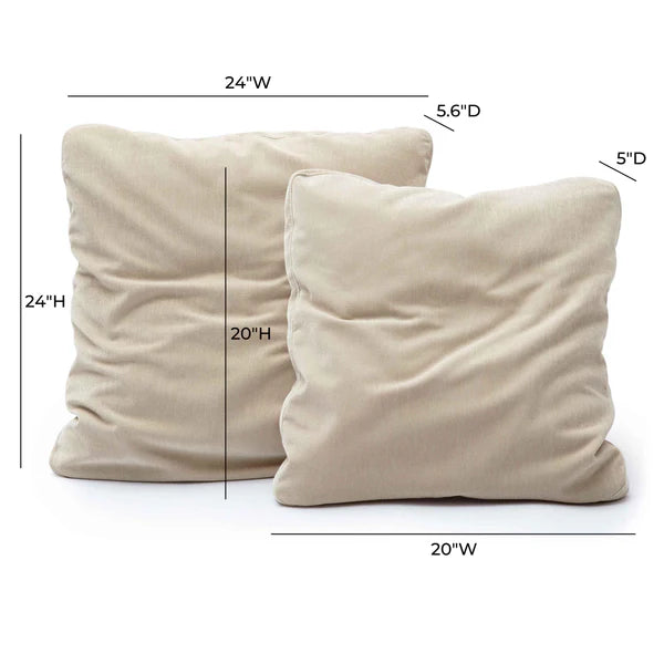 Tipsy Taupe Upcycle Chenille 24" x 24" Square Floppy Pillow | BeBoldFurniture
