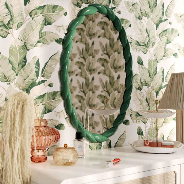 Agnes Forest Green Glossy Oval Mirror | BeBoldFurniture