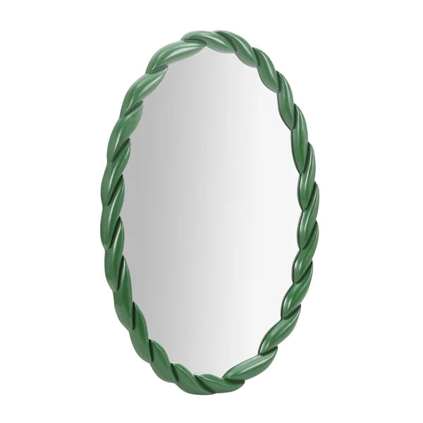 Agnes Forest Green Glossy Oval Mirror | BeBoldFurniture