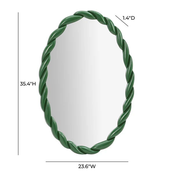 Agnes Forest Green Glossy Oval Mirror | BeBoldFurniture