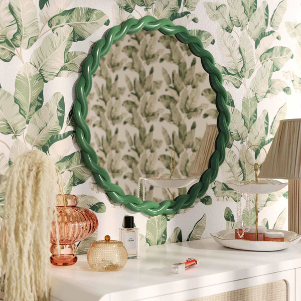Agnes Forest Green Glossy Round Mirror | BeBoldFurniture