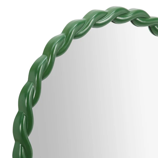 Agnes Forest Green Glossy Round Mirror | BeBoldFurniture