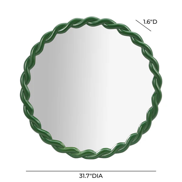 Agnes Forest Green Glossy Round Mirror | BeBoldFurniture