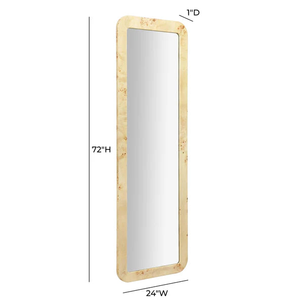Tessa Natural Burl 72" Floor Mirror | BeBoldFurniture
