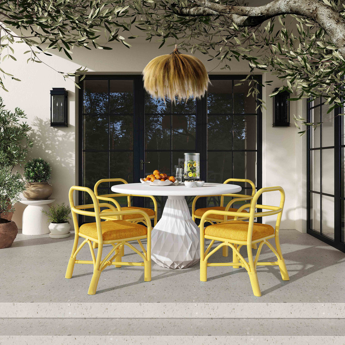 Ginny Yellow Rattan Dining Chair | BeBoldFurniture