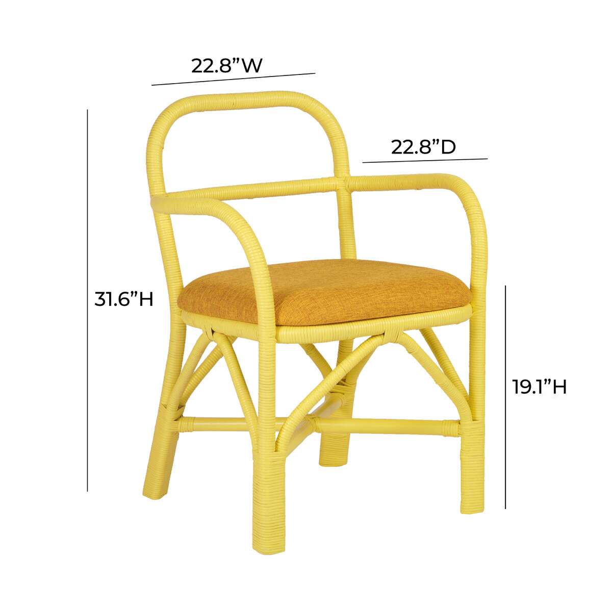 Ginny Yellow Rattan Dining Chair | BeBoldFurniture