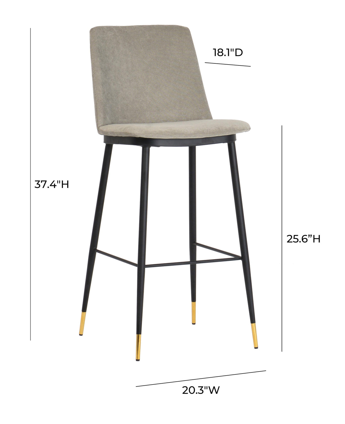 Evora Grey Velvet Counter Stool (Set of 2) | BeBoldFurniture