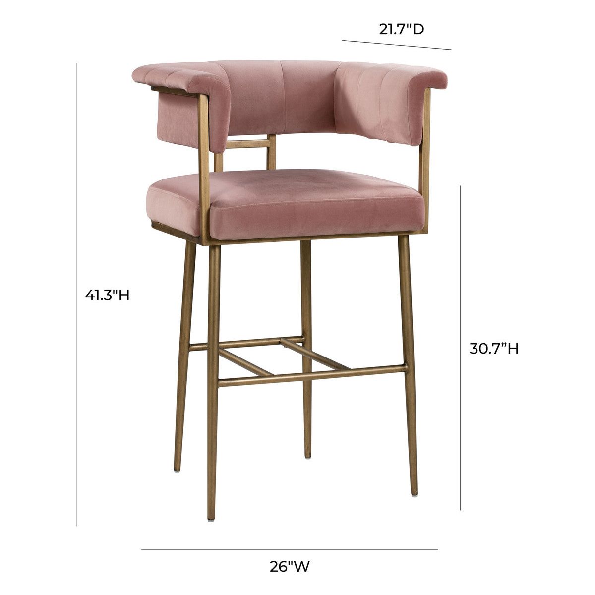 Astrid Blush Velvet Bar Stool In Houston | BeBoldFurniture